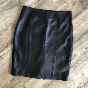 Antonio Melani Short Black Leather Pencil Skirt Medium
